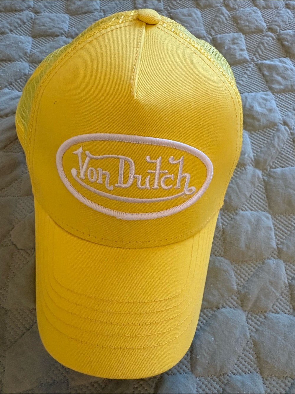 Von Dutch Kids Bright Yellow Logo Trucker Hat